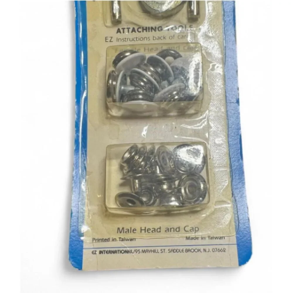 Vtg EZ Heavy Duty Snap Fasteners Set with Tools – 8 Sets White